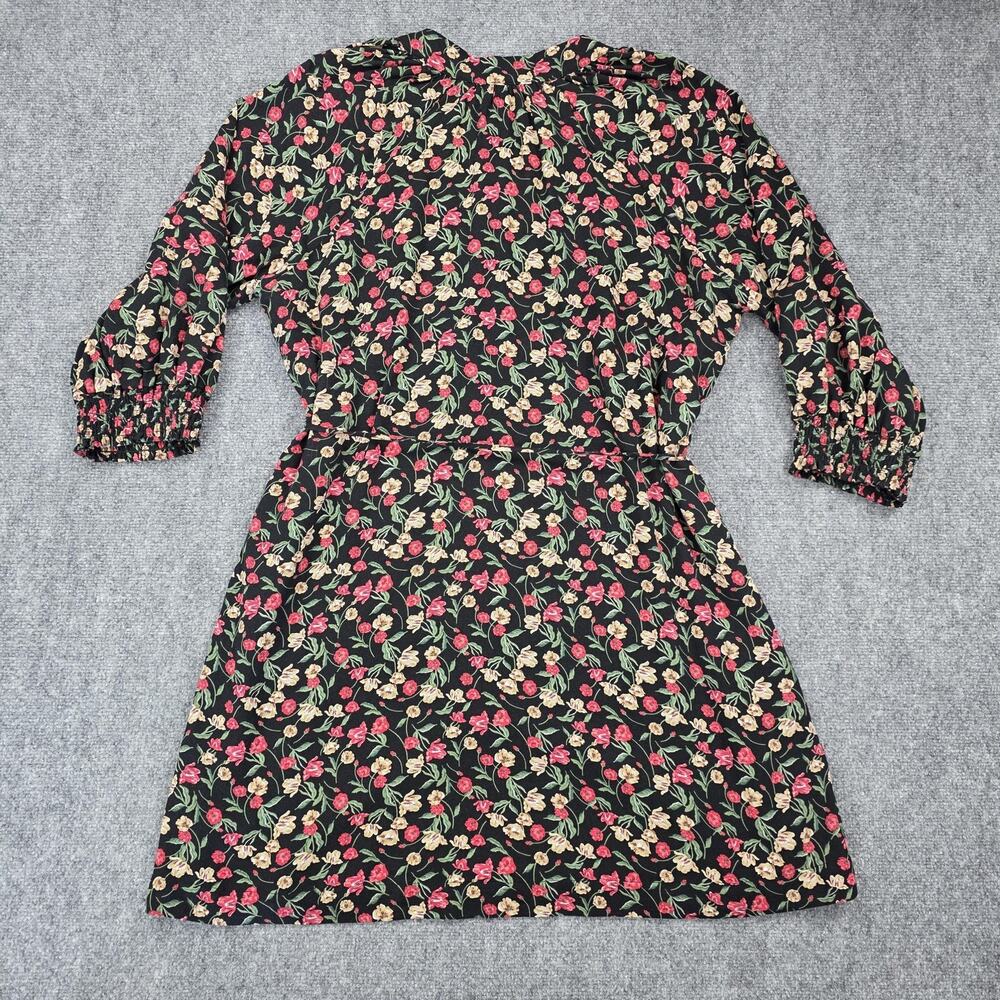 Draper James RSVP Dress Womens XL Black Floral Tie Waist Smocked Cuffs KD7032RT - Picture 3 of 16